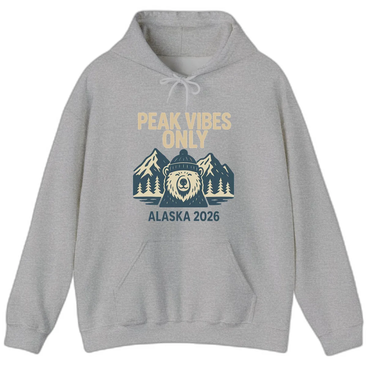 Peak Vibes Only Alaska 2026 Hoodie in Sport Grey
