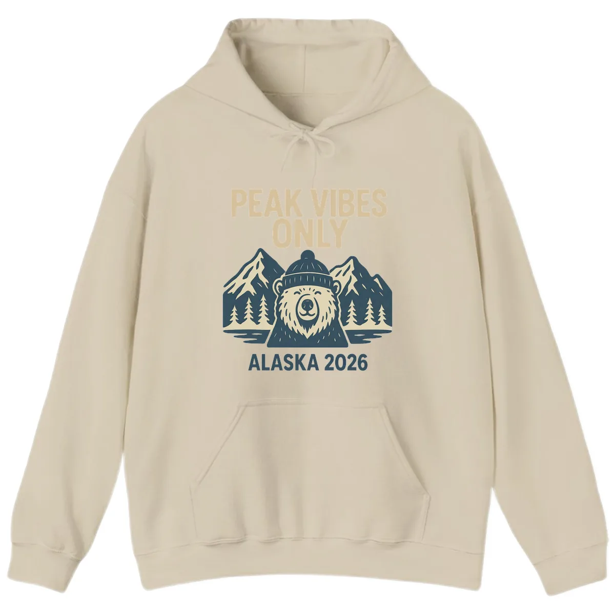Peak Vibes Only Alaska 2026 Hoodie in Sand