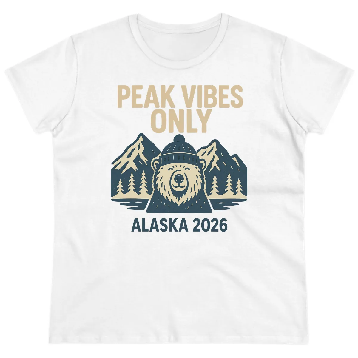 Peak Vibes Only Alaska 2026 Ladies Tee in White