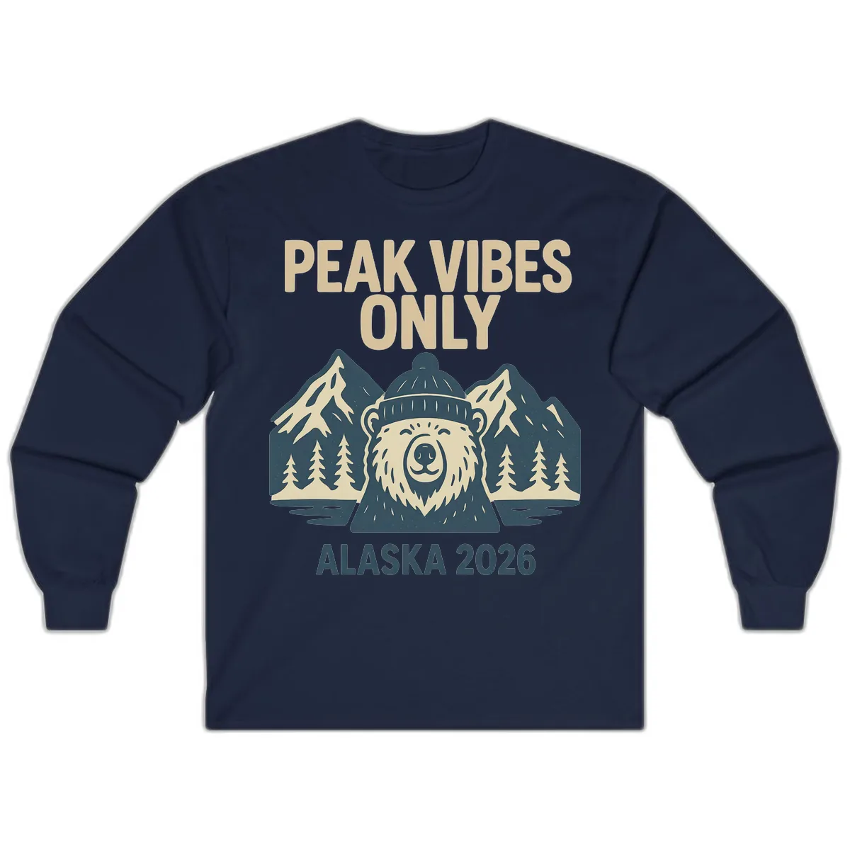 Peak Vibes Only Alaska 2026 Long Sleeve in Navy