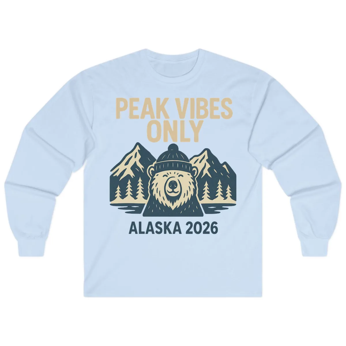 Peak Vibes Only Alaska 2026 Long Sleeve in Light Blue