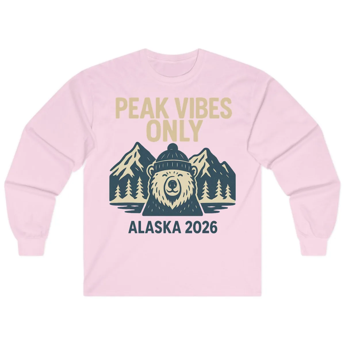 Peak Vibes Only Alaska 2026 Long Sleeve in Light Pink