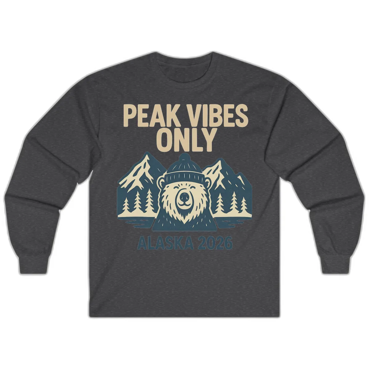 Peak Vibes Only Alaska 2026 Long Sleeve in Dark Heather