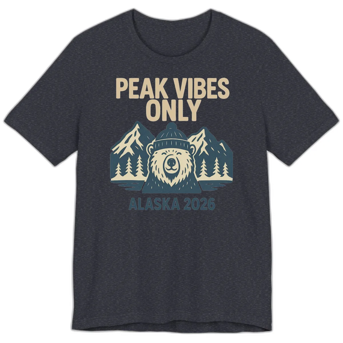 Peak Vibes Only Alaska 2026 Premium T-Shirt in Heather Navy