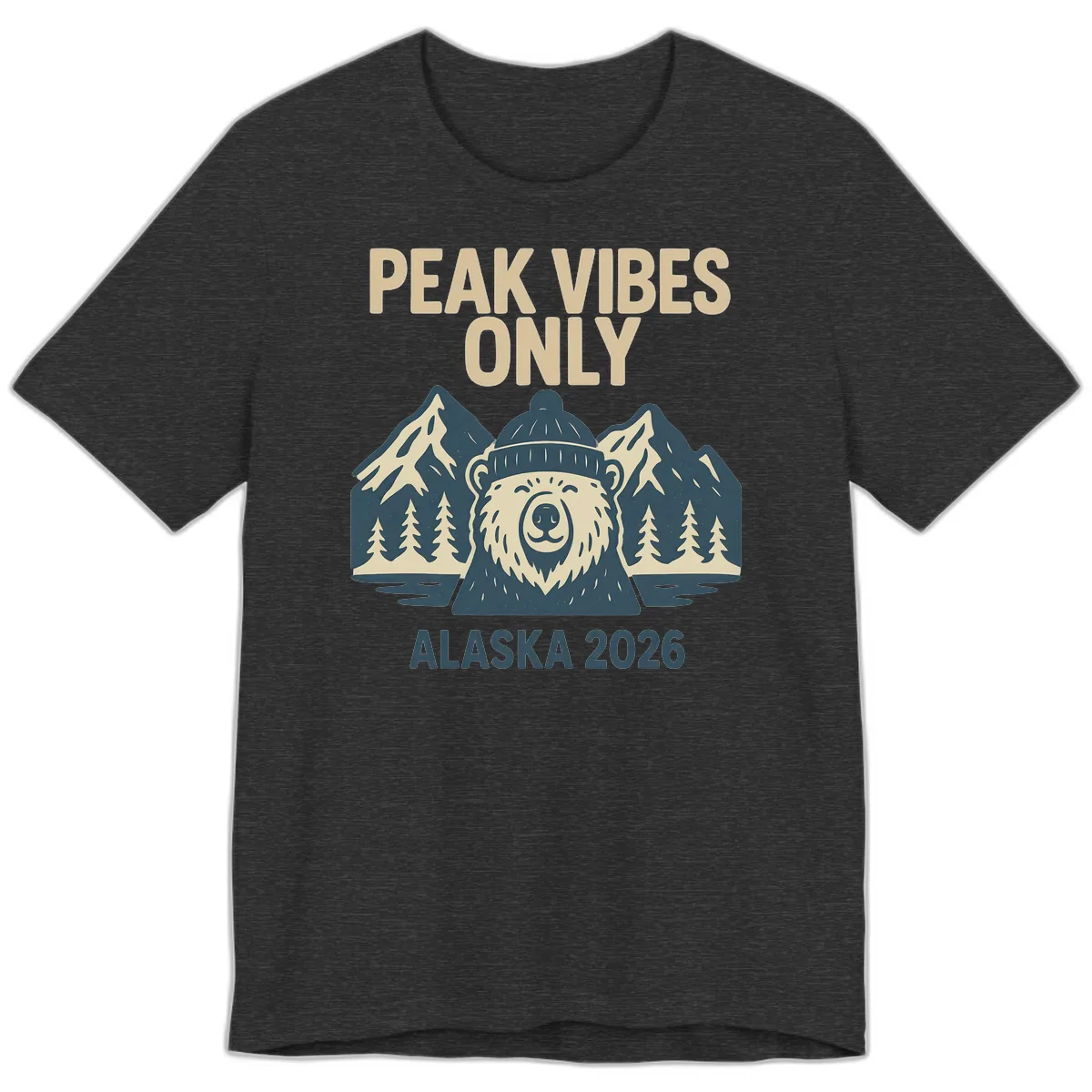 Peak Vibes Only Alaska 2026 Premium T-Shirt in Dark Grey Heather