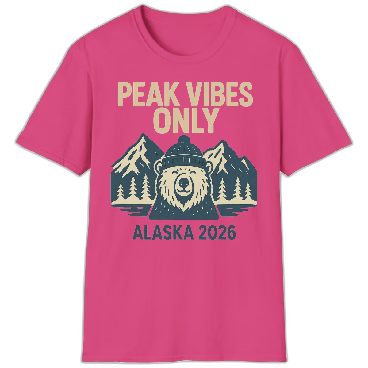 Peak Vibes Only Alaska 2026 T-Shirt in Heliconia