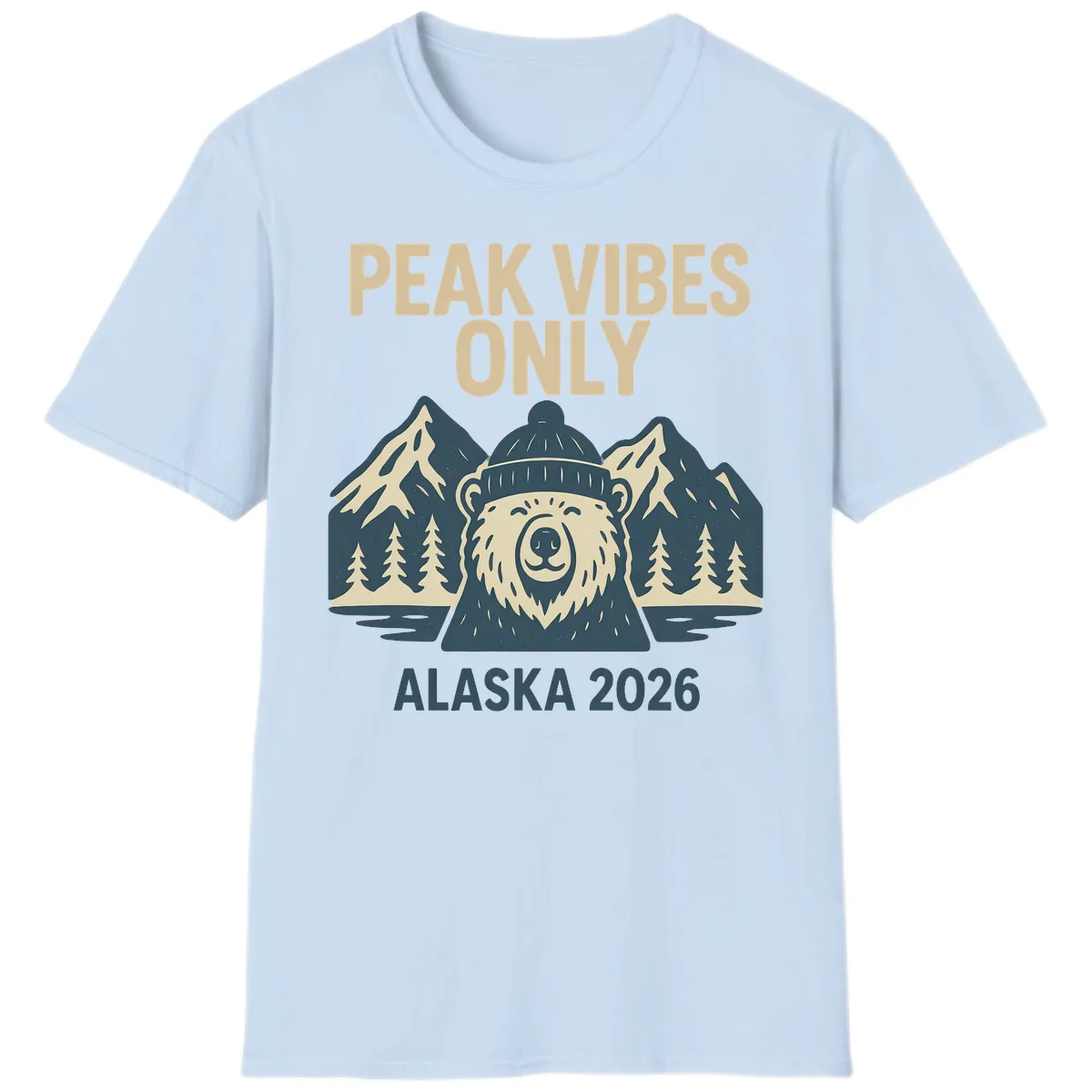 Peak Vibes Only Alaska 2026 T-Shirt in Light Blue