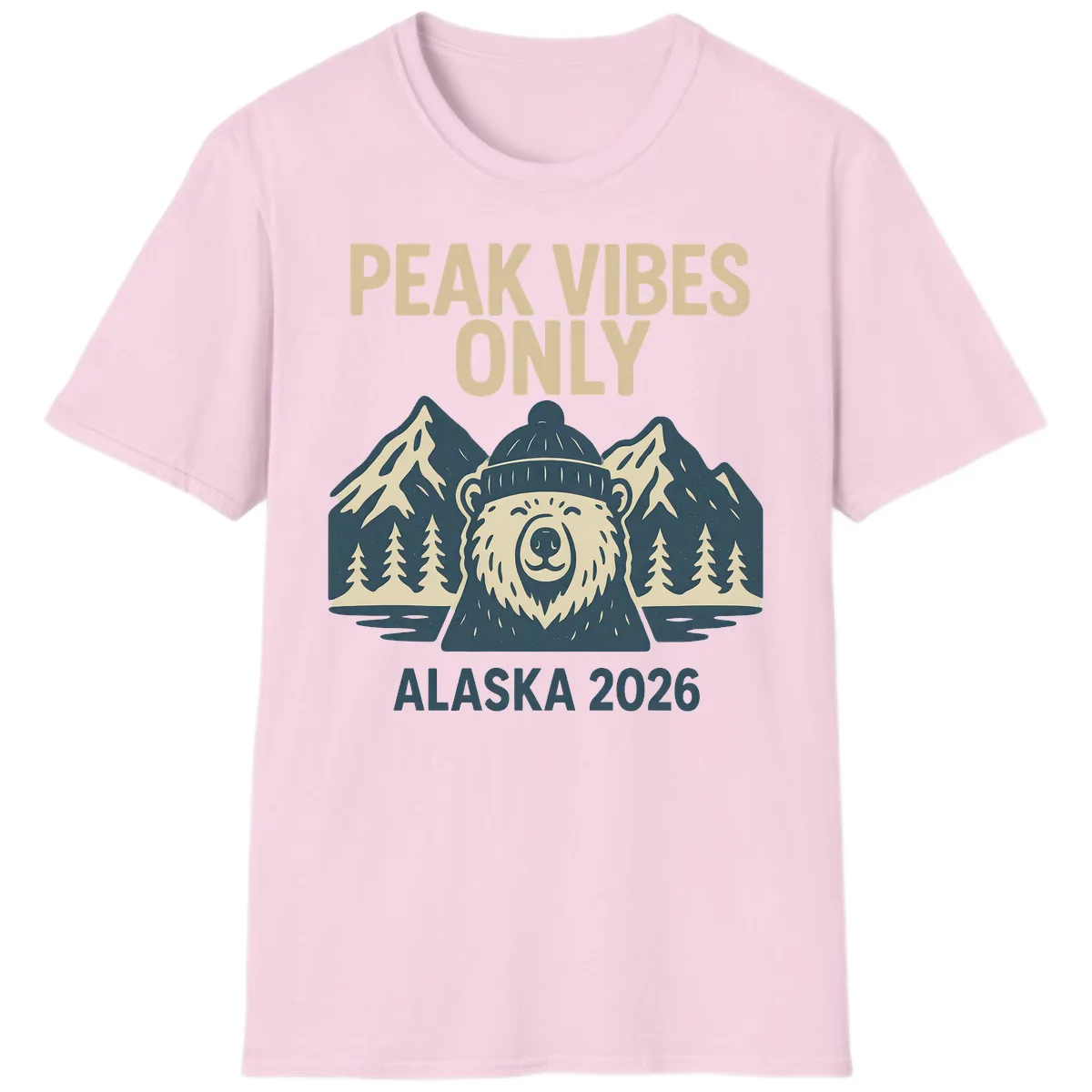 Peak Vibes Only Alaska 2026 T-Shirt in Light Pink