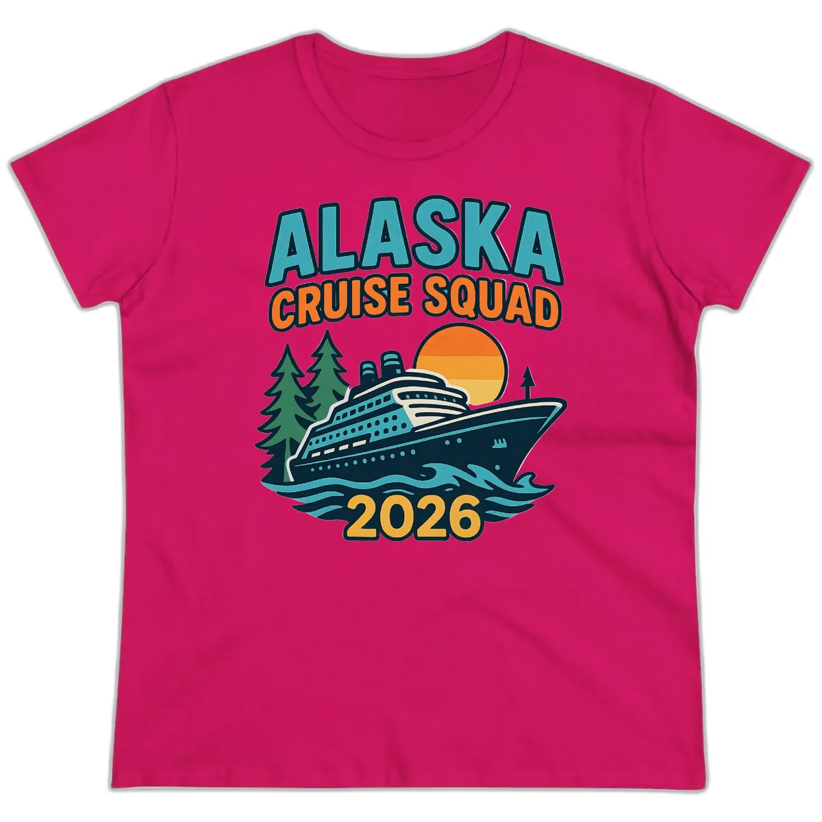 Alaska Cruise Squad 2026 Ladies Tee in Heliconia