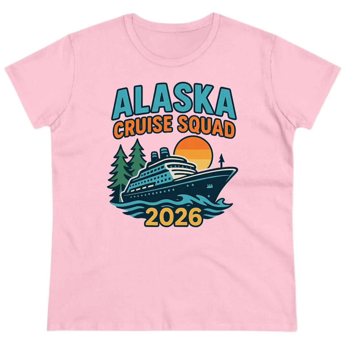 Alaska Cruise Squad 2026 Ladies Tee in Light Pink