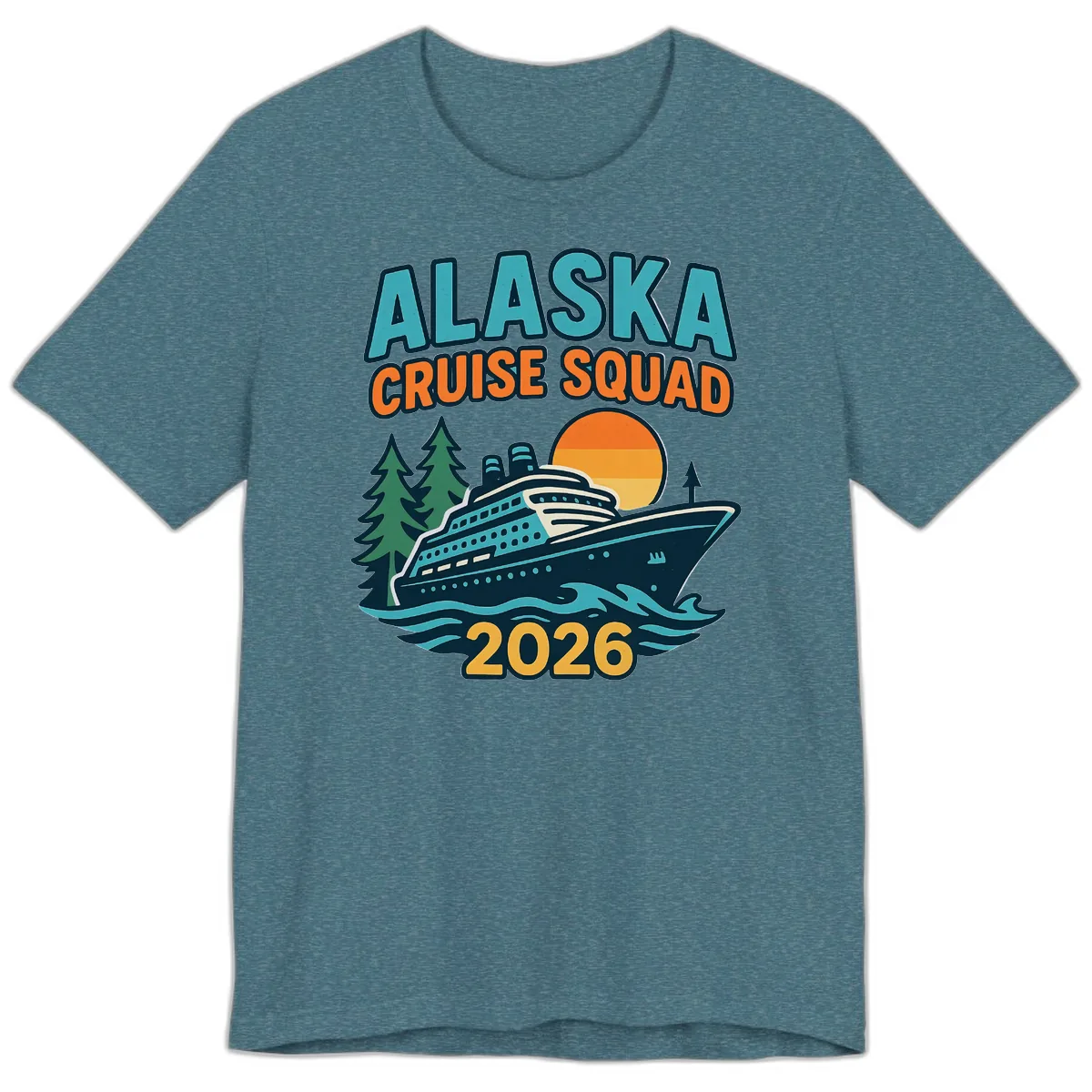 Alaska Cruise Squad 2026 Premium T-Shirt in Heather Deep Teal