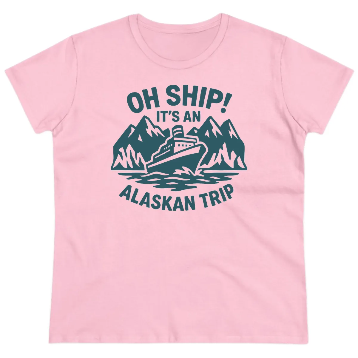 Oh Ship It's An Alaskan Trip Ladies Tee in Light Pink