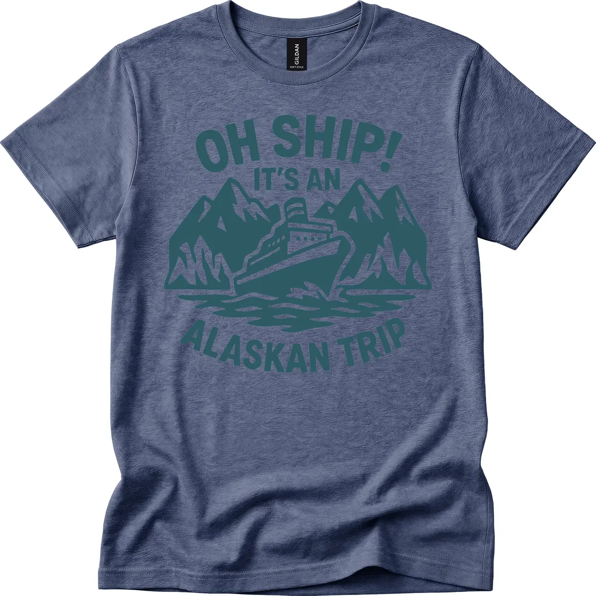 Oh Ship It's An Alaskan Trip T-Shirt in Heather Navy
