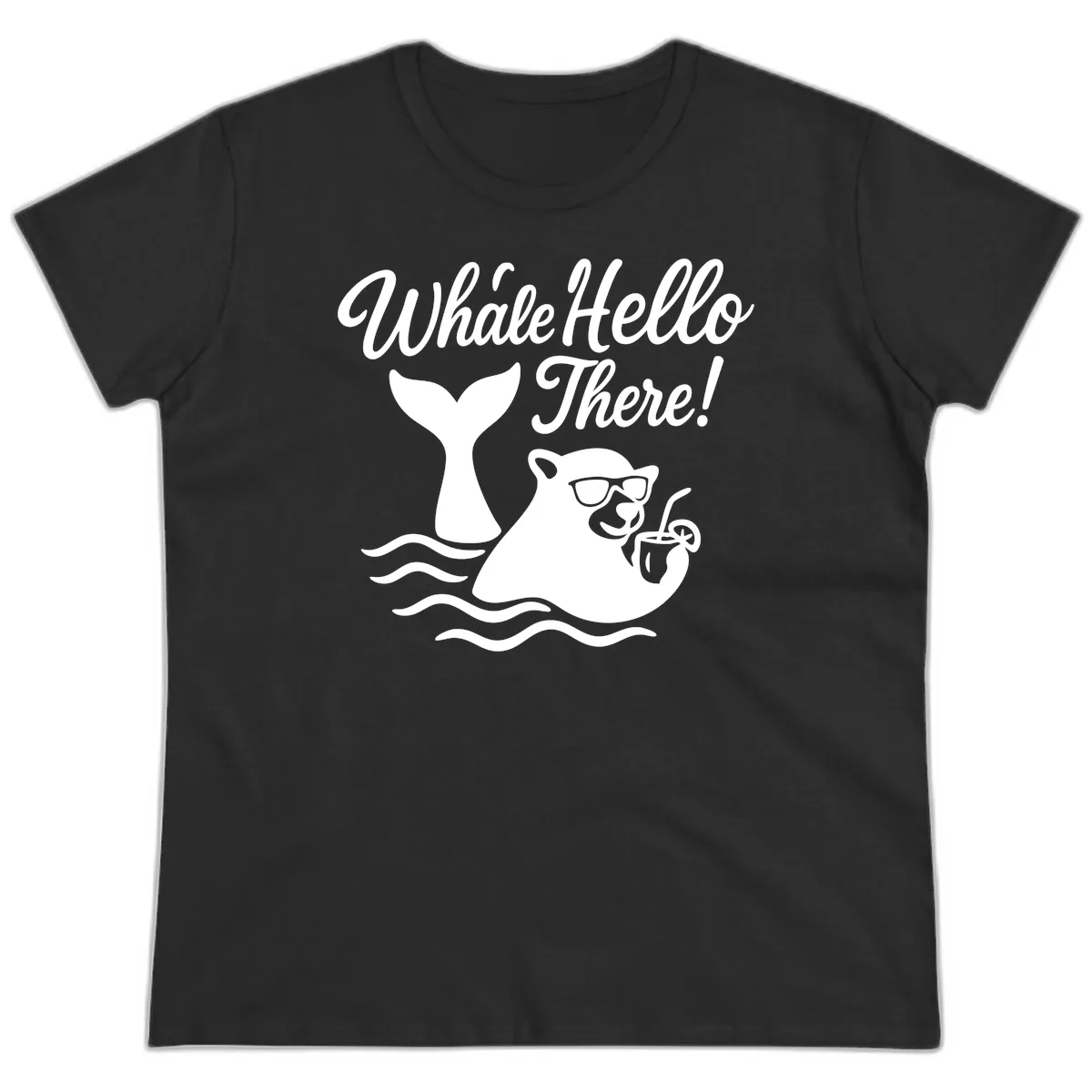 Whale Hello There Cruise Ladies Tee in Black