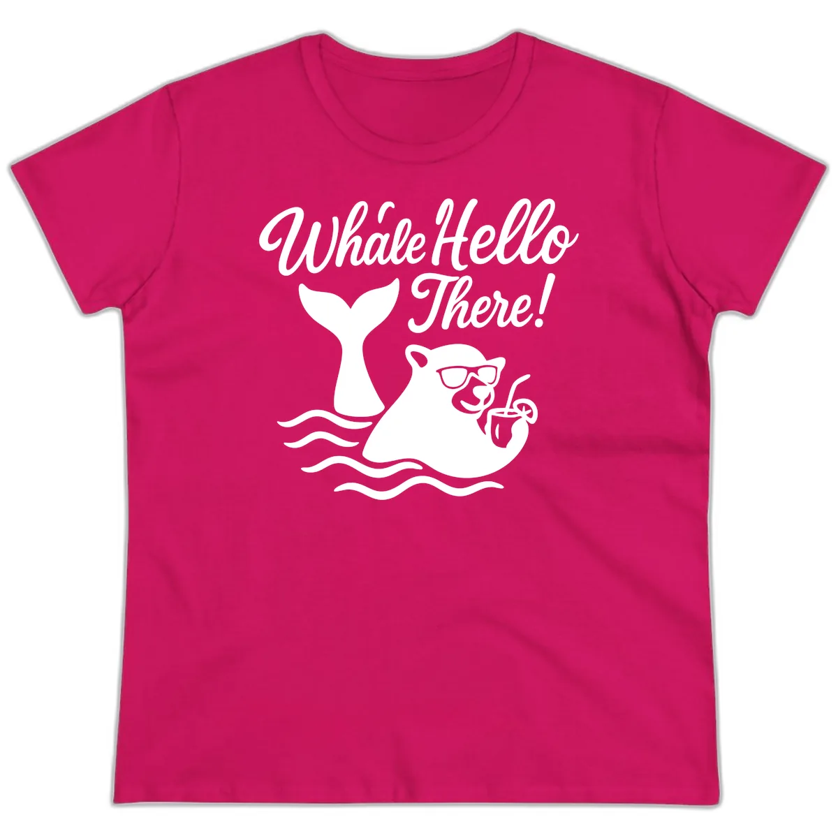 Whale Hello There Cruise Ladies Tee in Heliconia