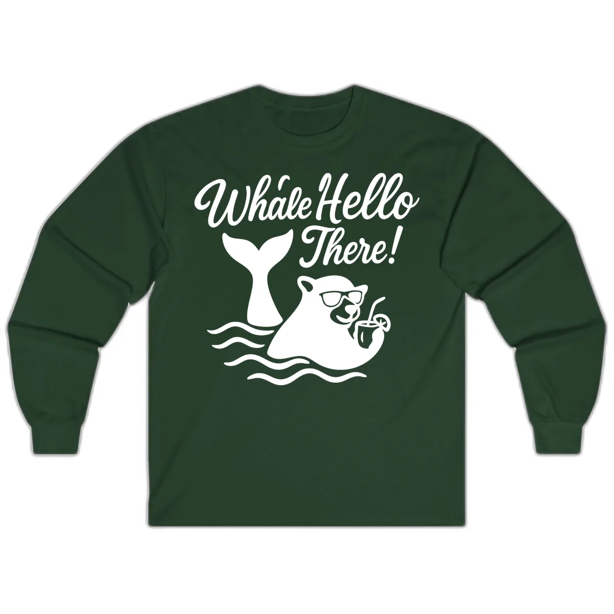 Whale Hello There Cruise Long Sleeve in Forest Green