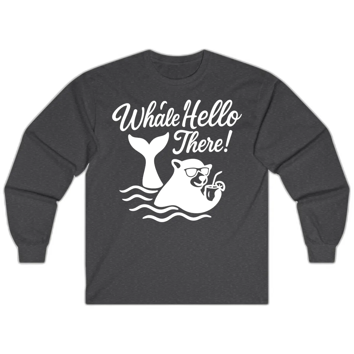 Whale Hello There Cruise Long Sleeve in Dark Heather