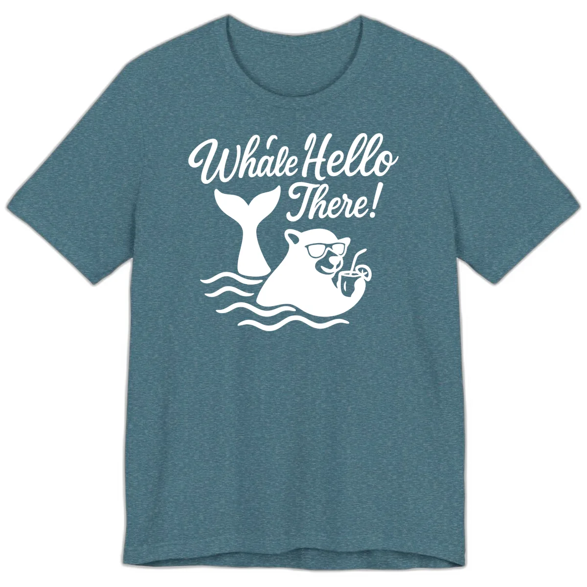 Whale Hello There Cruise Premium T-Shirt in Heather Deep Teal