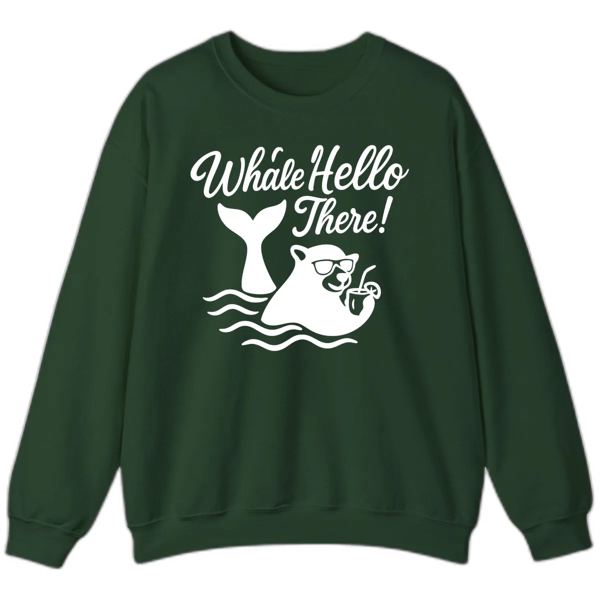 Whale Hello There Cruise Sweatshirt in Forest Green