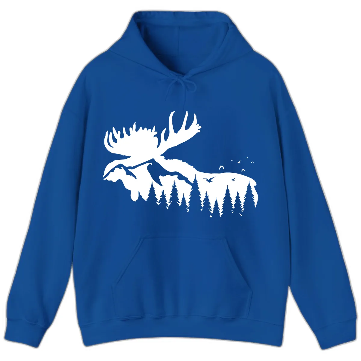 Moose Mountain Forest Silhouette Hoodie in Royal