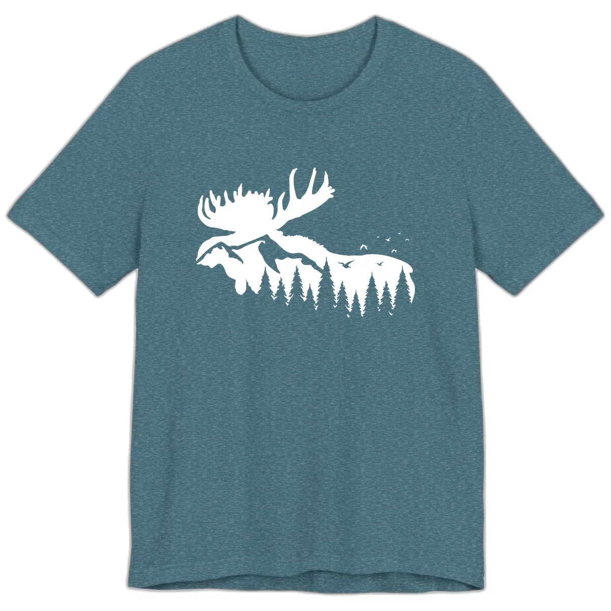 Moose Mountain Forest Silhouette Premium T-Shirt in Heather Deep Teal