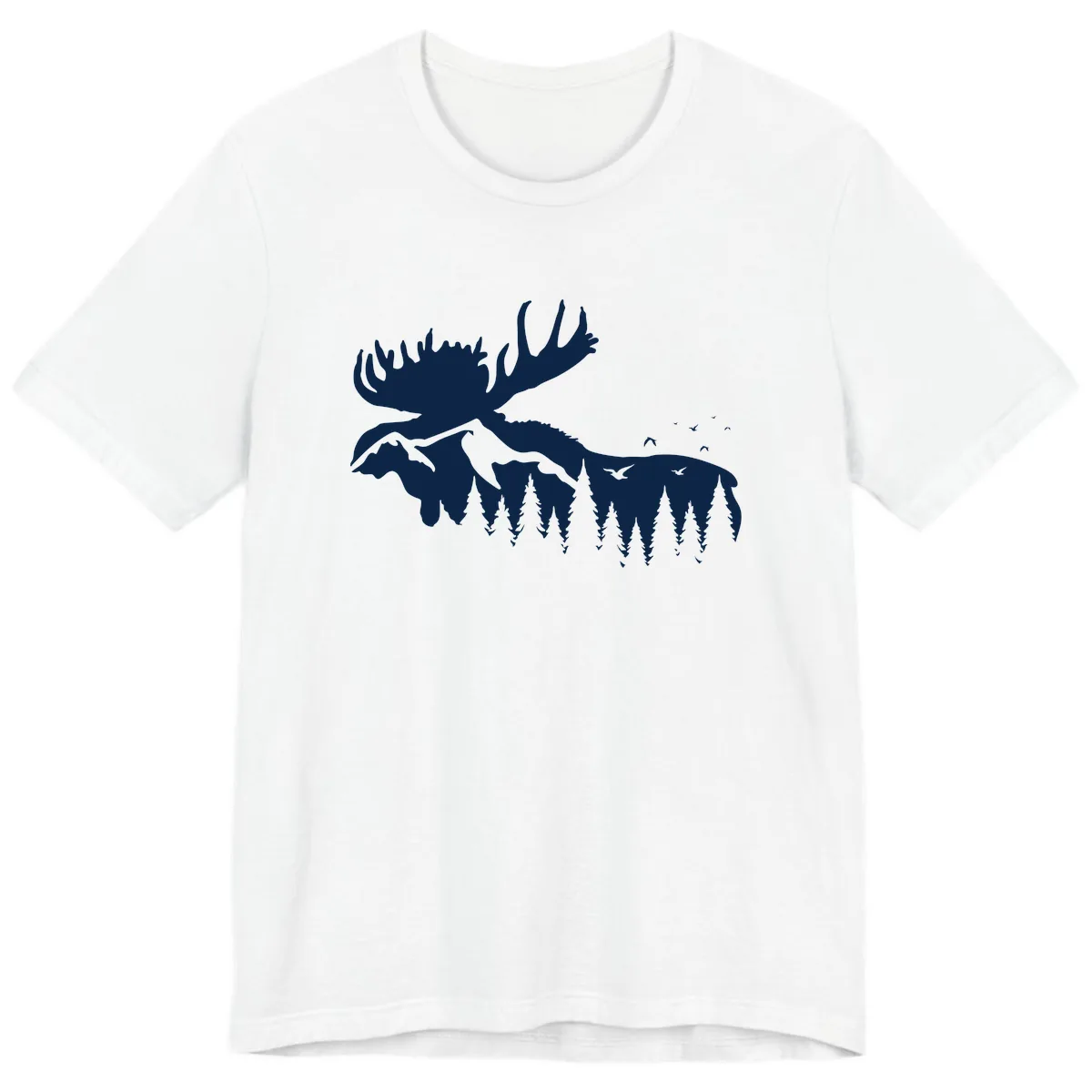 Moose Mountain Forest Silhouette Premium T-Shirt in White