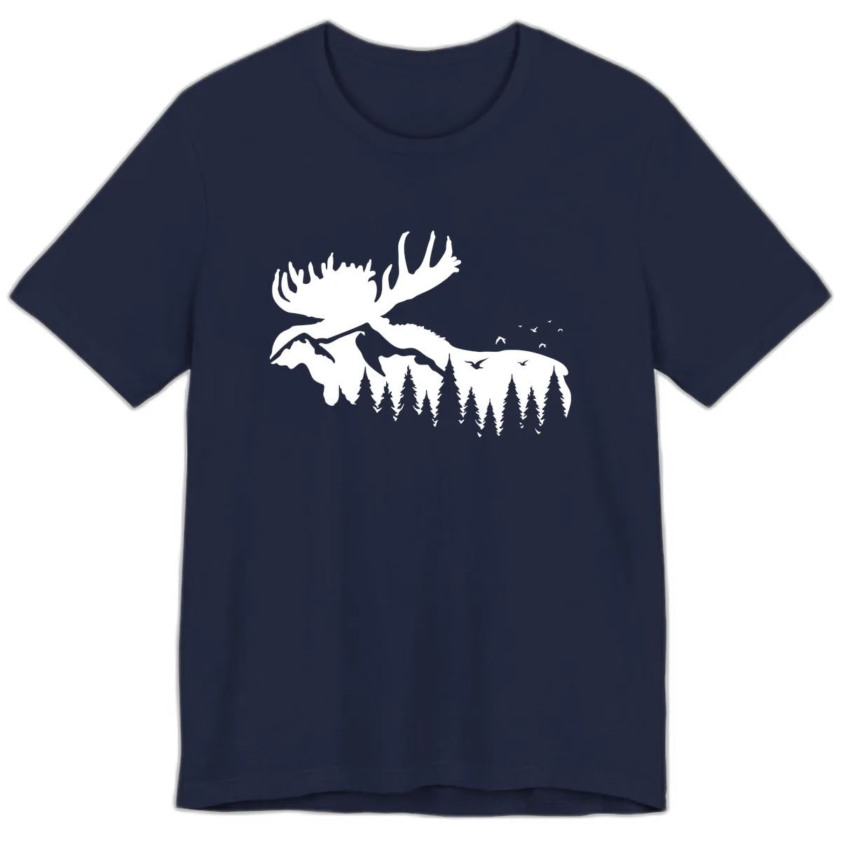 Moose Mountain Forest Silhouette Premium T-Shirt in Navy