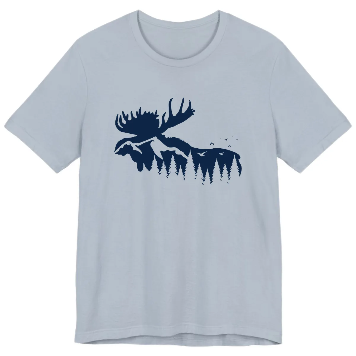 Moose Mountain Forest Silhouette Premium T-Shirt in Light Blue