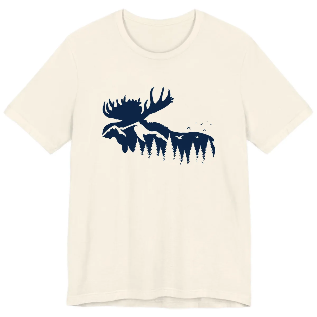 Moose Mountain Forest Silhouette Premium T-Shirt in Natural