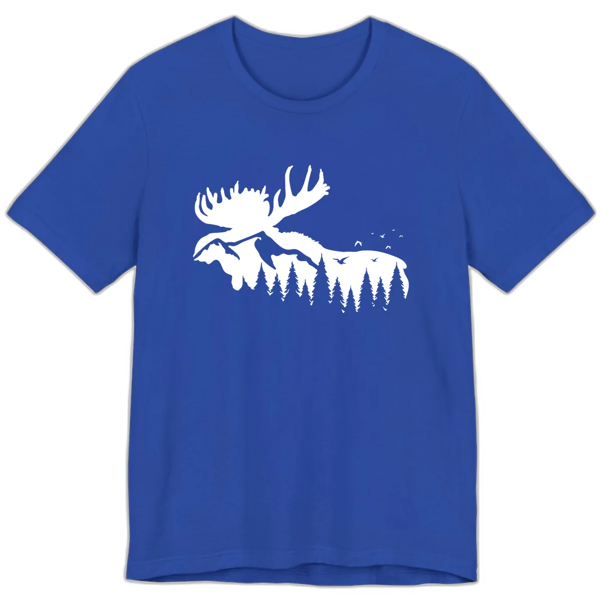Moose Mountain Forest Silhouette Premium T-Shirt in True Royal