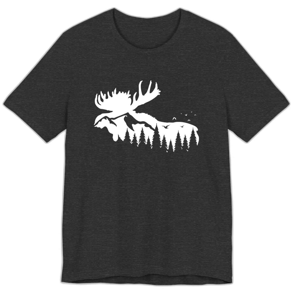 Moose Mountain Forest Silhouette Premium T-Shirt in Dark Grey Heather