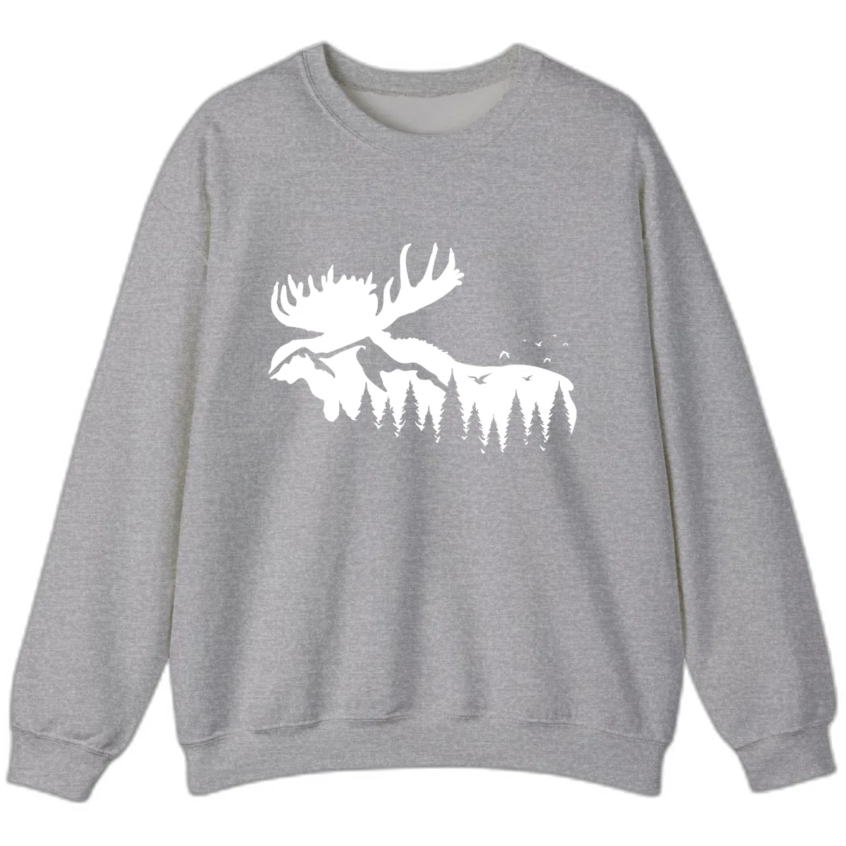 Moose Mountain Forest Silhouette Sweatshirt in Sport Grey