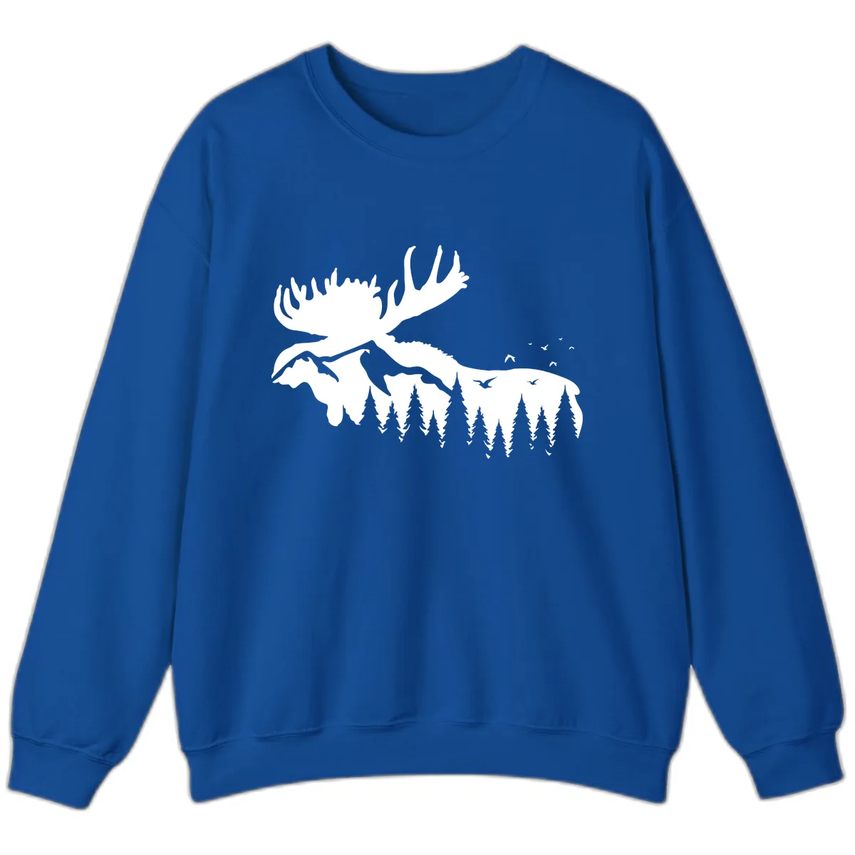 Moose Mountain Forest Silhouette Sweatshirt in Royal