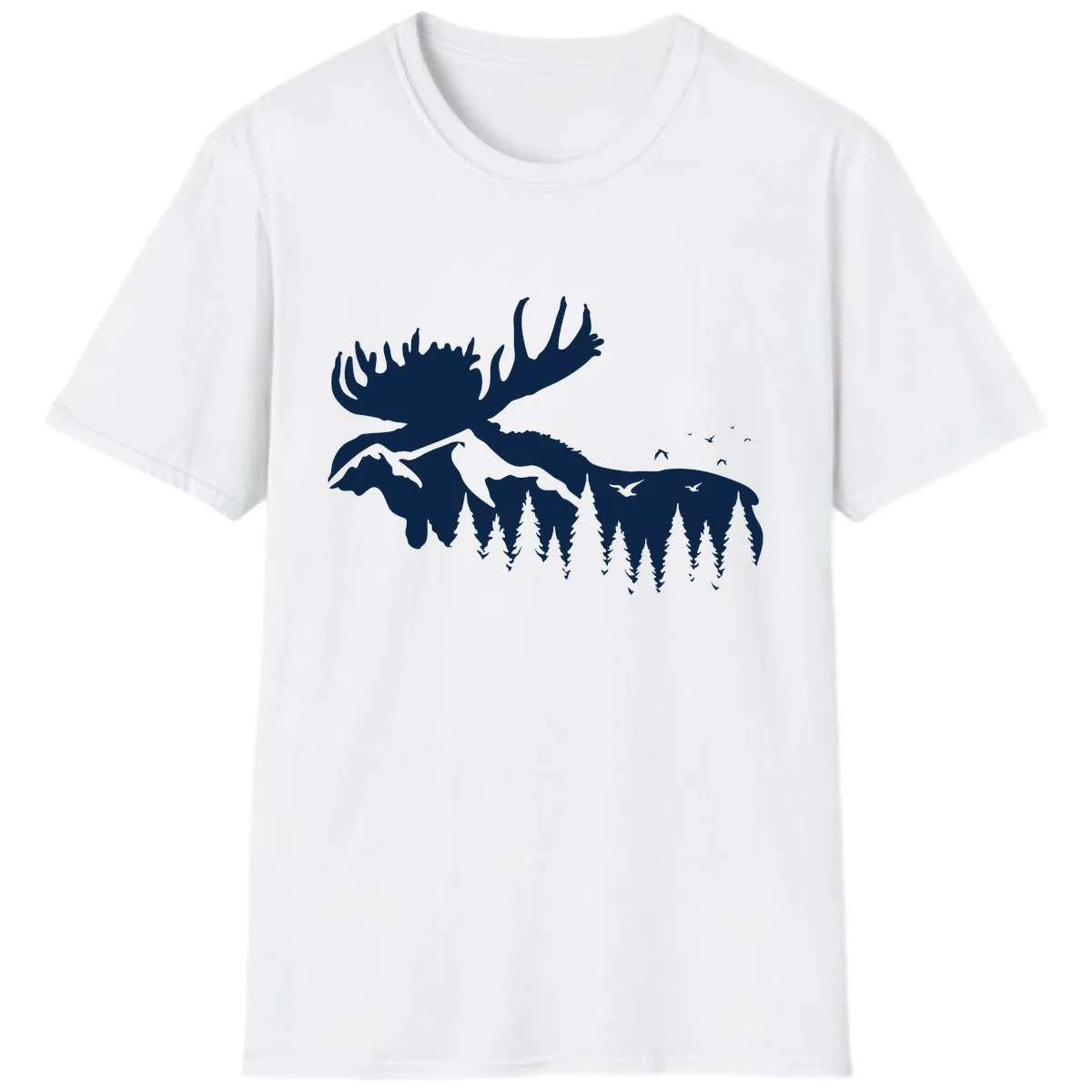Moose Mountain Forest Silhouette T-Shirt in White