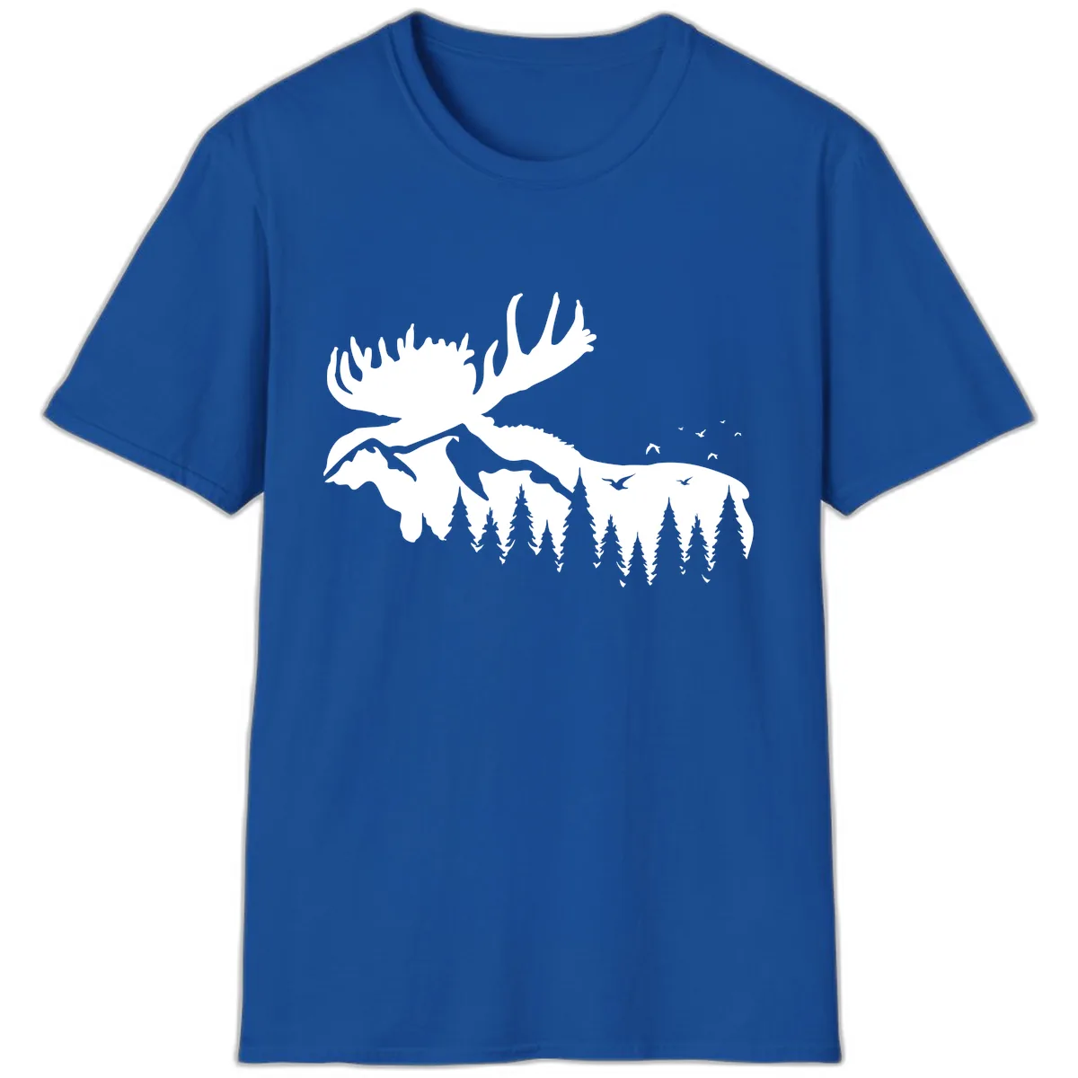 Moose Mountain Forest Silhouette T-Shirt in Royal