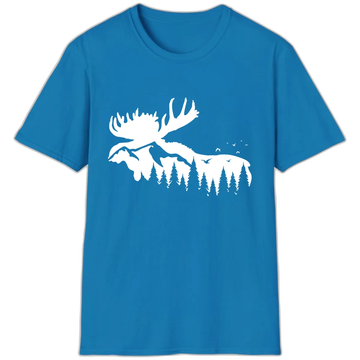 Moose Mountain Forest Silhouette T-Shirt in Sapphire