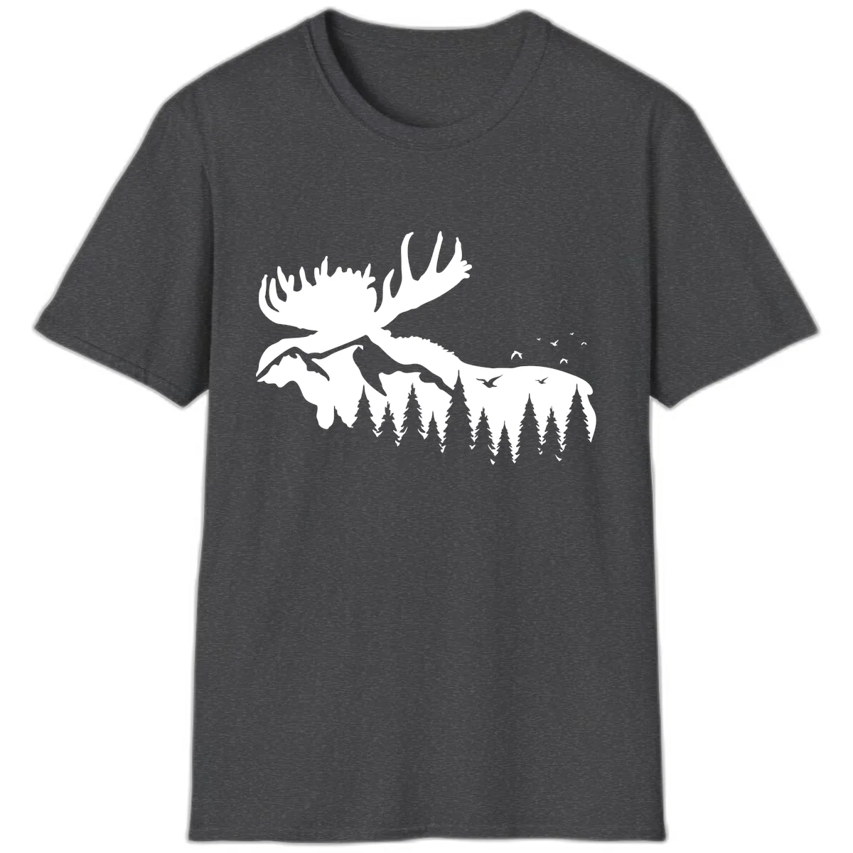 Moose Mountain Forest Silhouette T-Shirt in Dark Heather