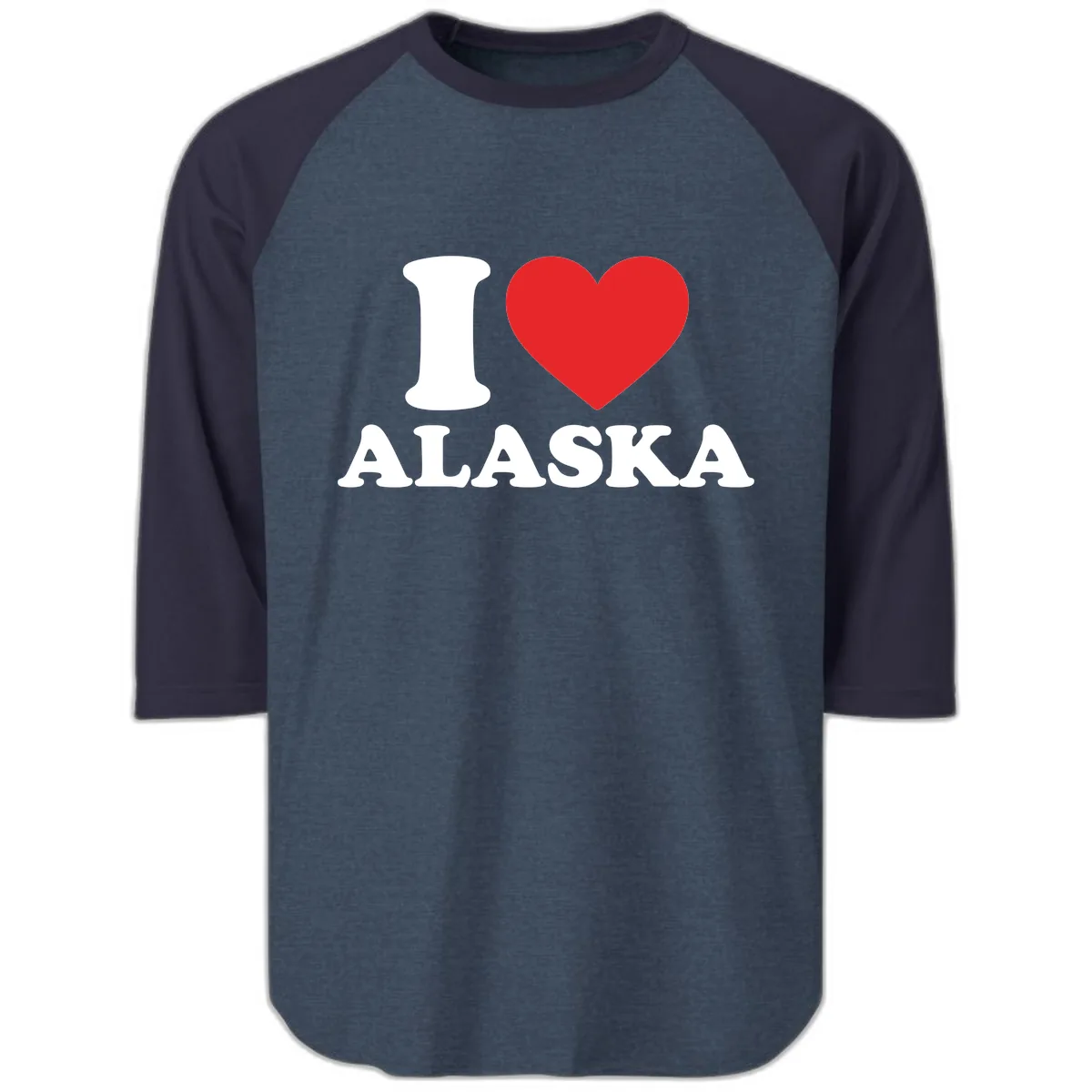 Pure Love Heart Raglan 3/4 in Heather Denim Navy