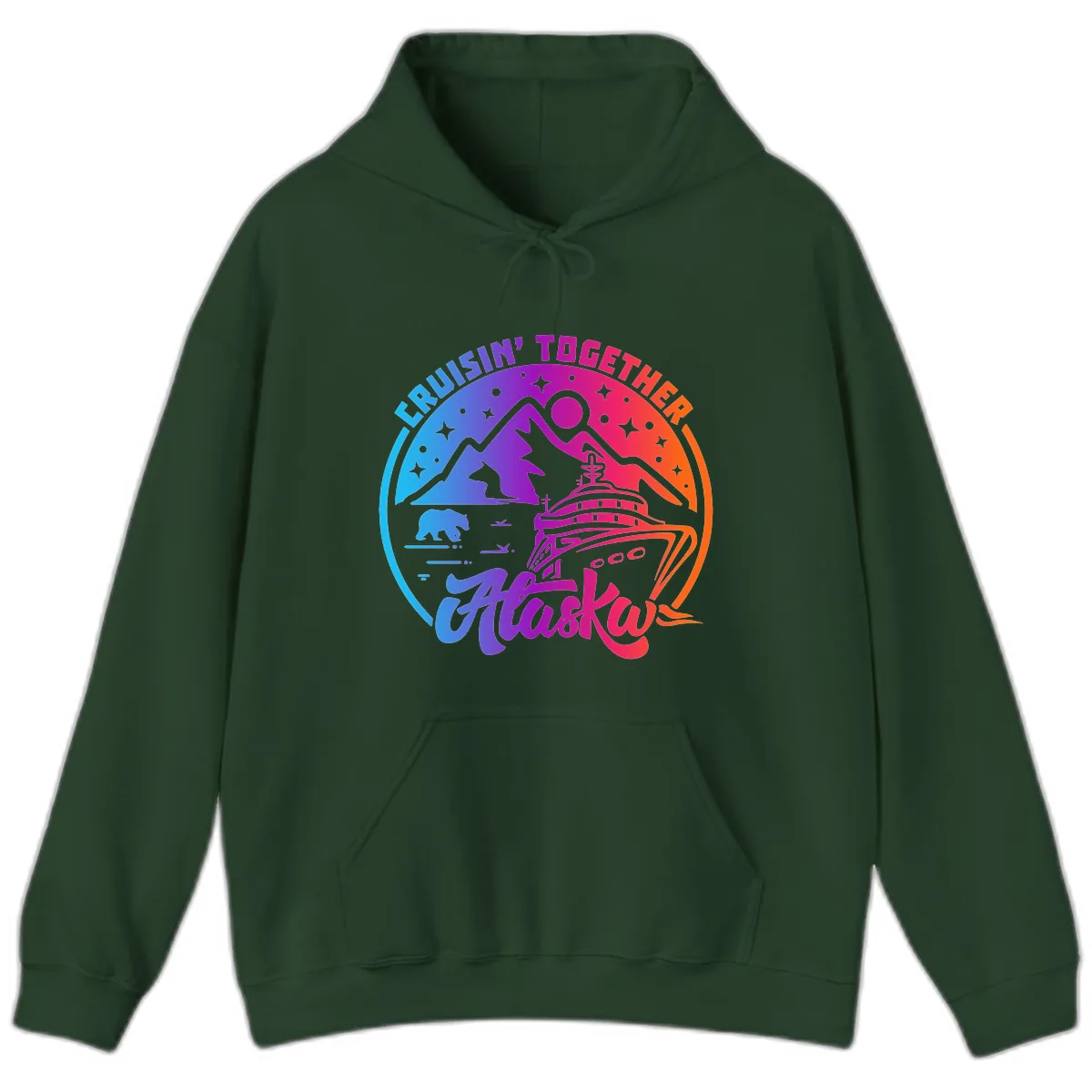 Cruisin' Together Alaska Hoodie in Forest Green