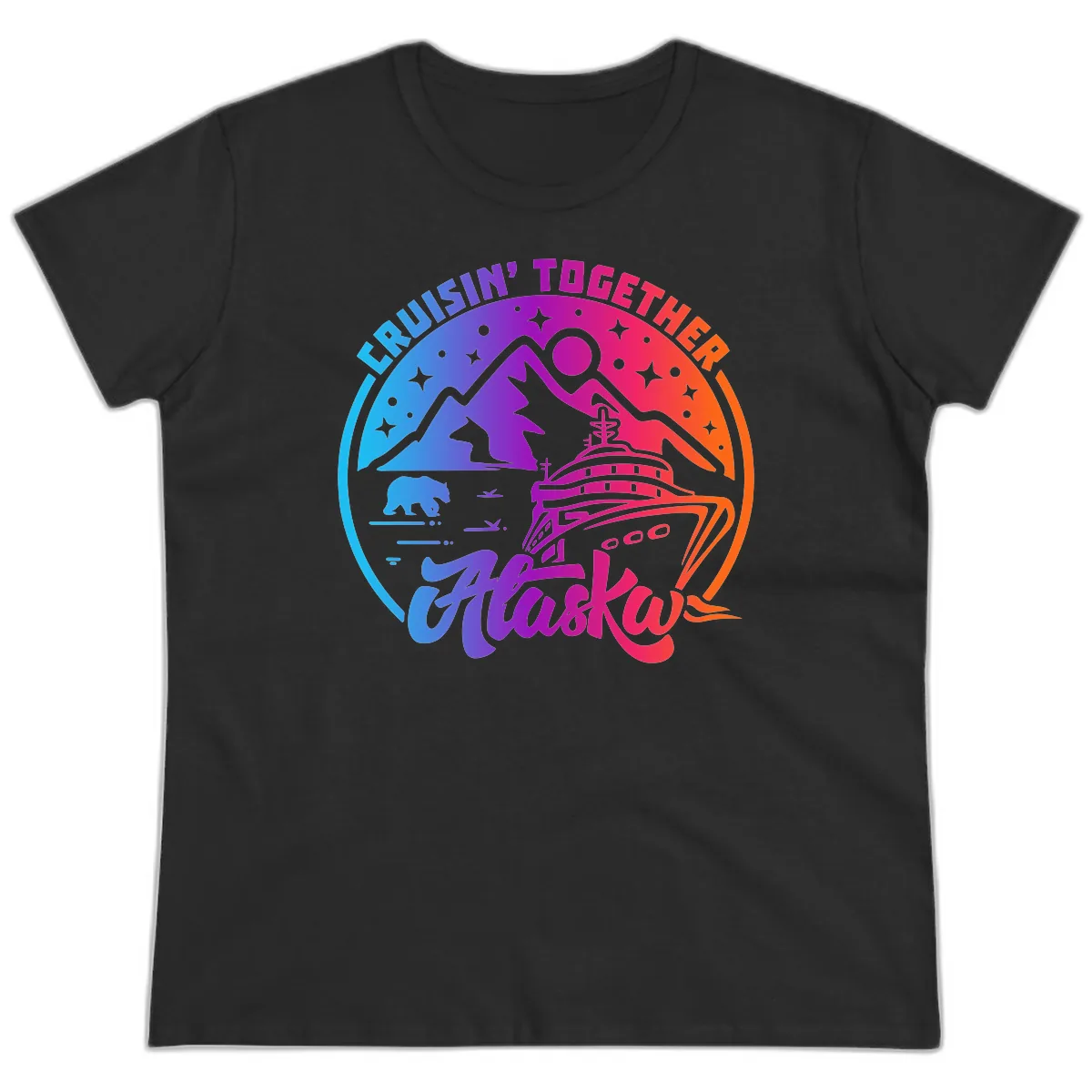 Cruisin' Together Alaska Ladies Tee in Black
