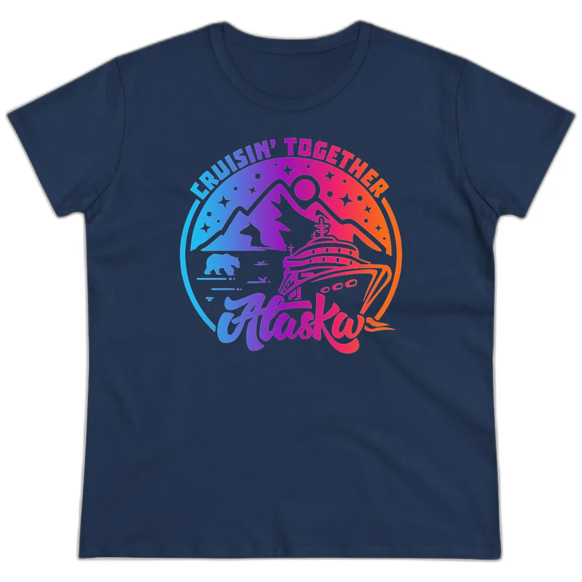 Cruisin' Together Alaska Ladies Tee in Navy