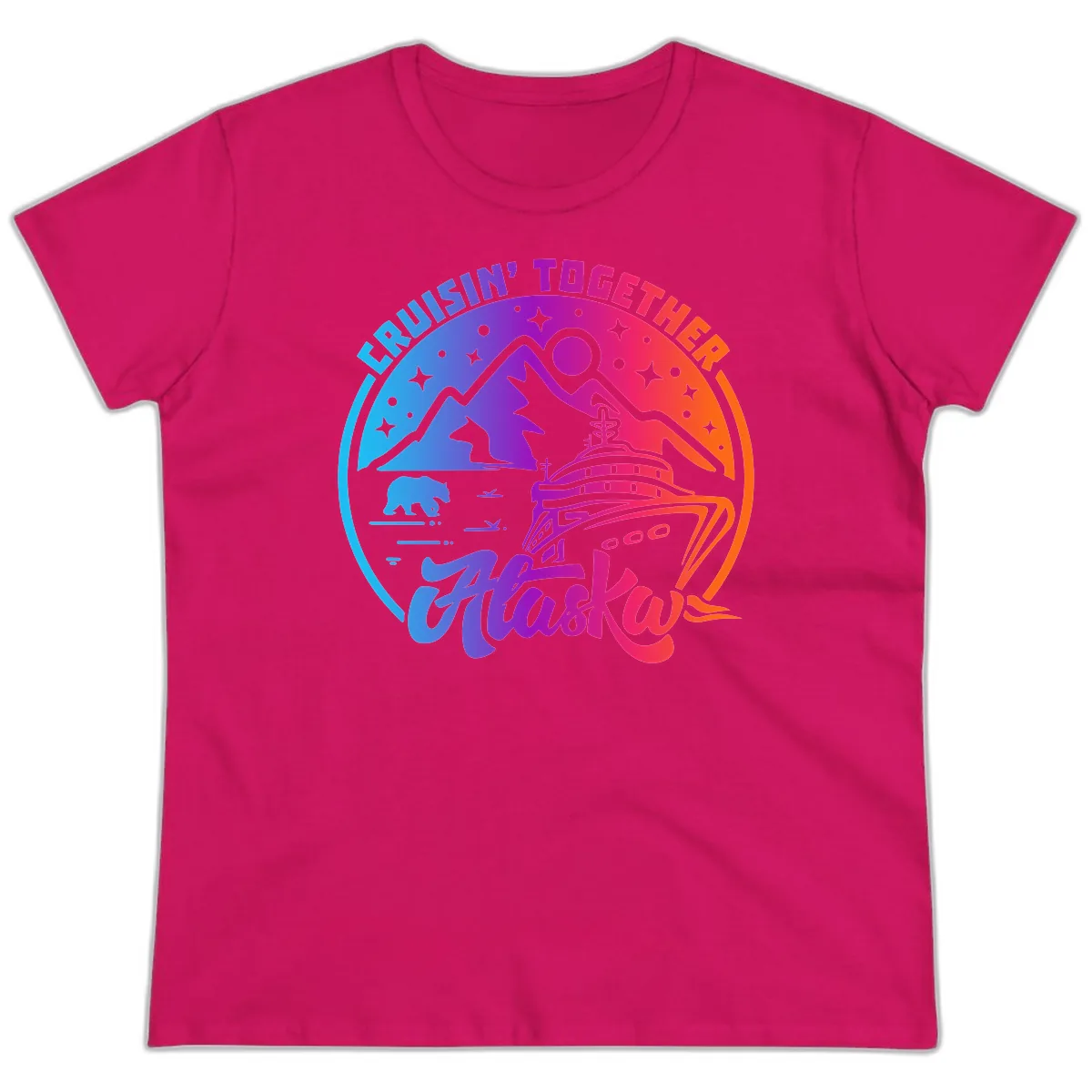 Cruisin' Together Alaska Ladies Tee in Heliconia