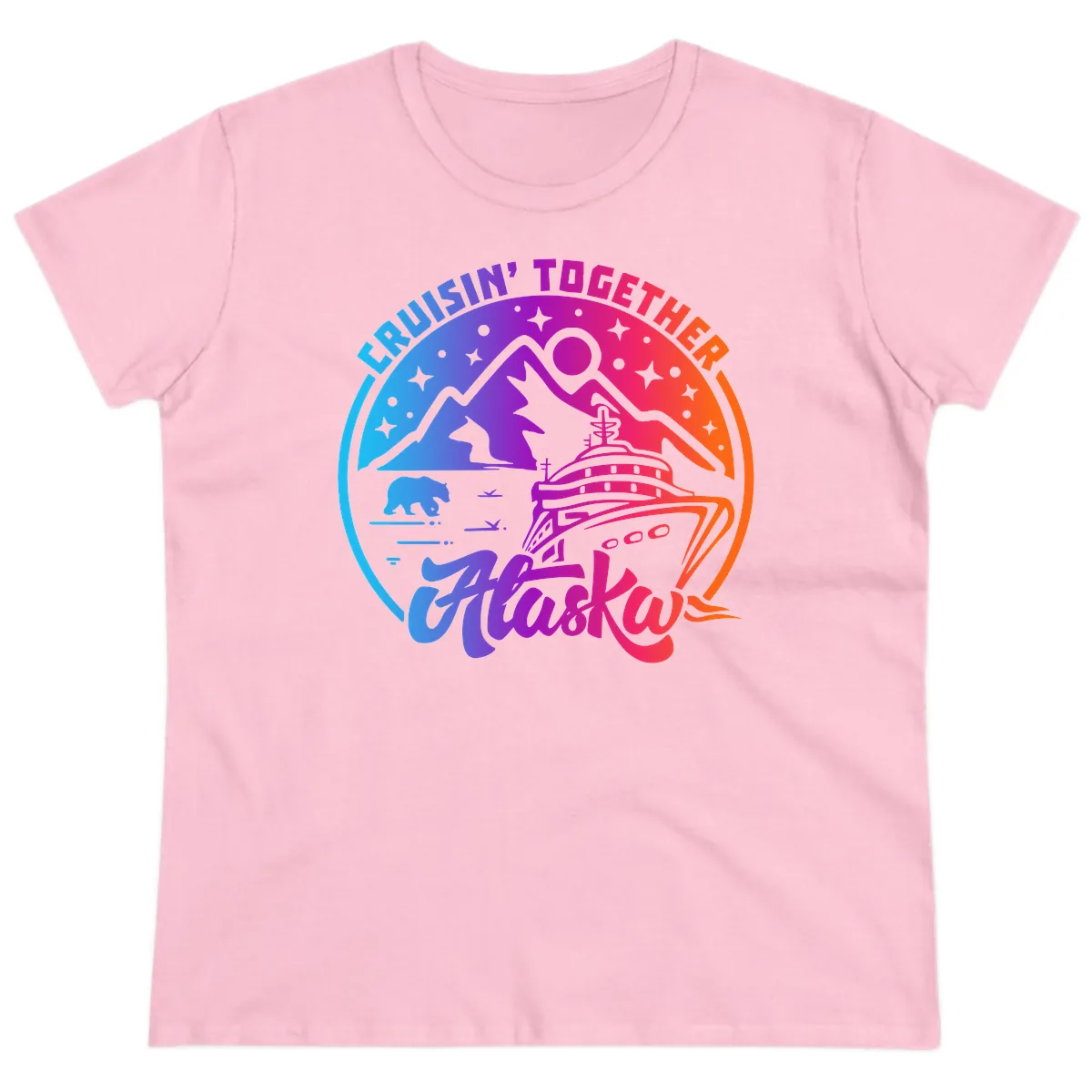 Cruisin' Together Alaska Ladies Tee in Light Pink