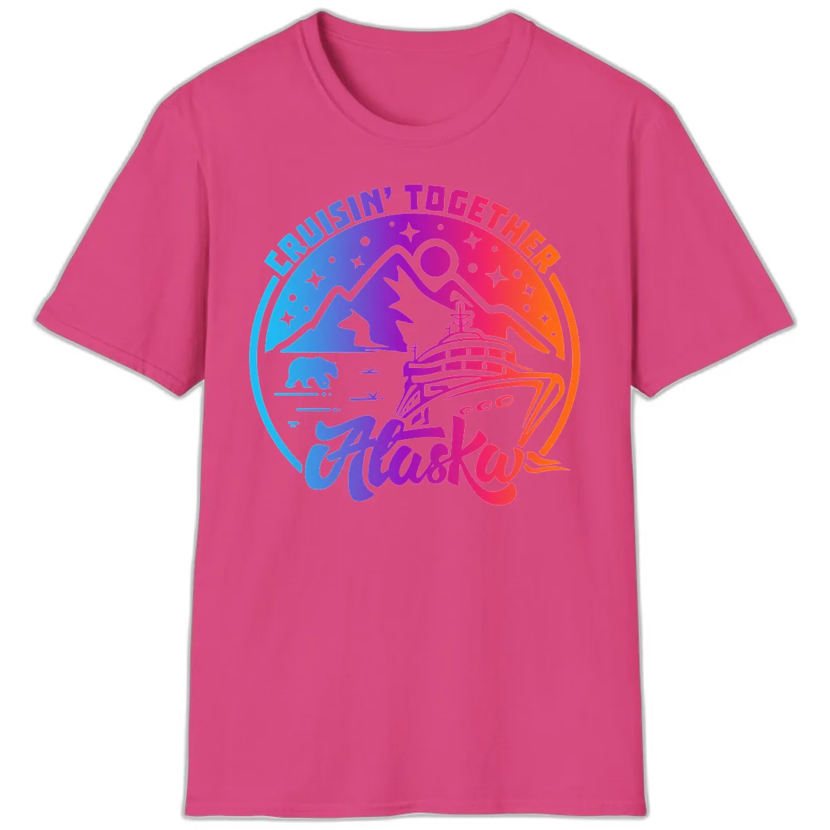 Cruisin' Together Alaska T-Shirt in Heliconia