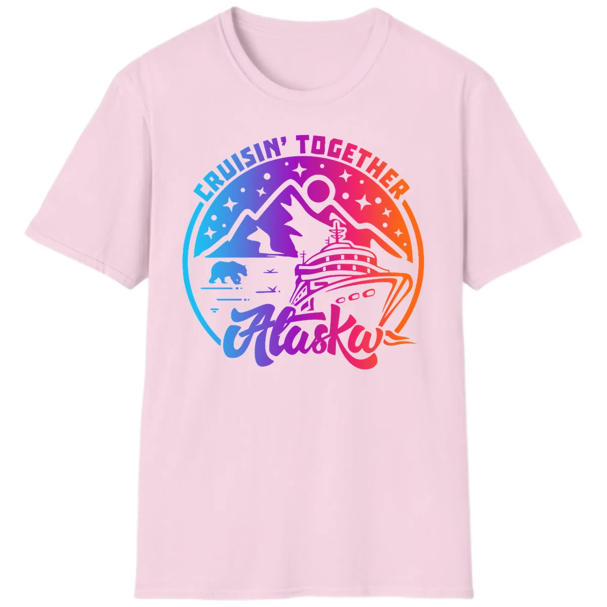 Cruisin' Together Alaska T-Shirt in Light Pink