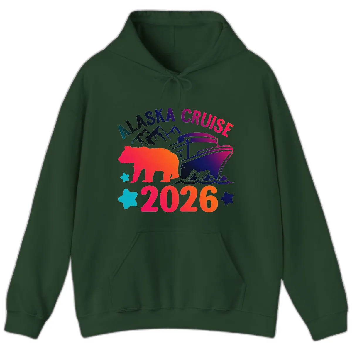 Alaska Cruise 2026 Adventure Hoodie in Forest Green