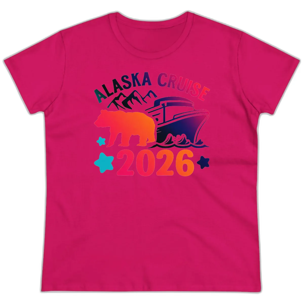 Alaska Cruise 2026 Adventure Ladies Tee in Heliconia