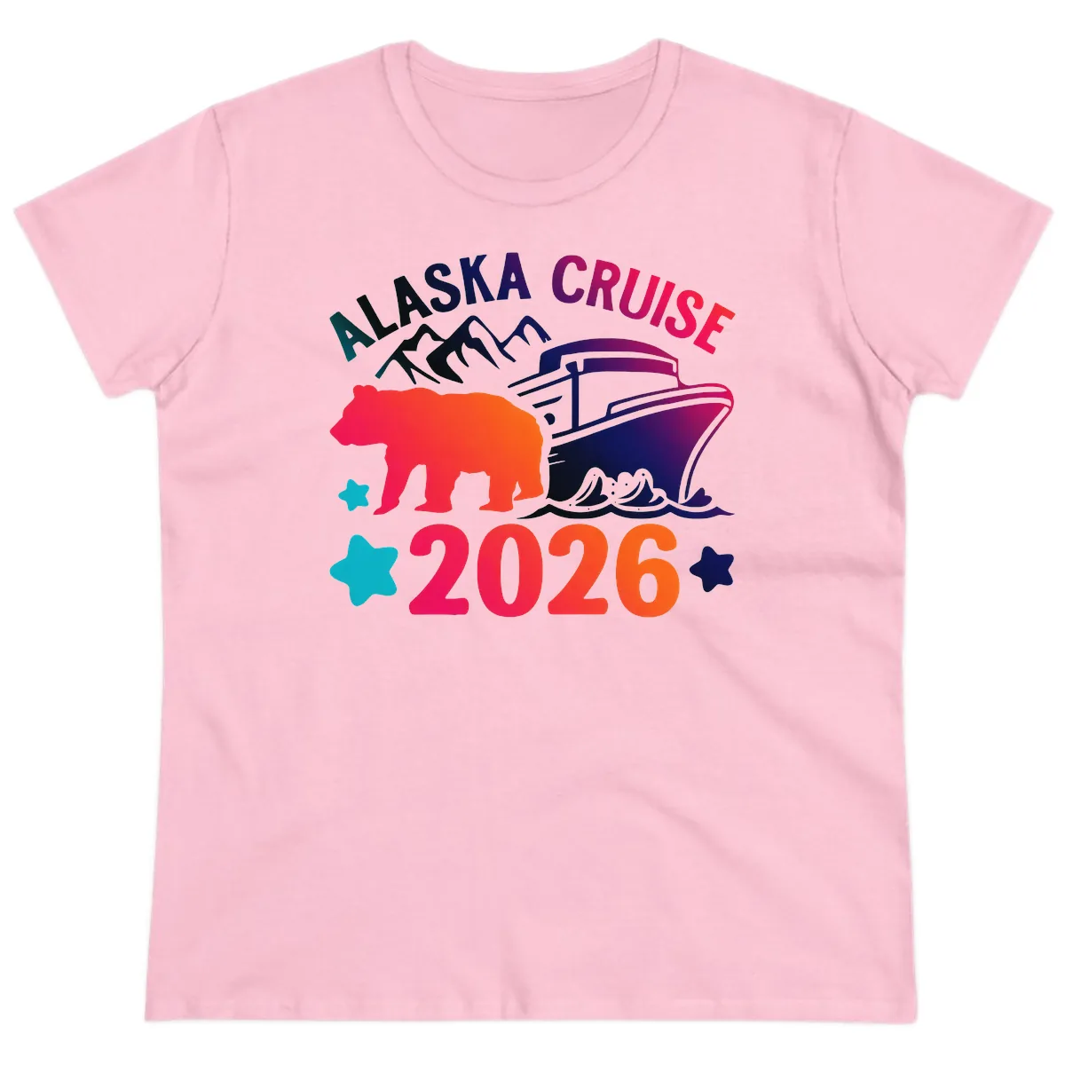 Alaska Cruise 2026 Adventure Ladies Tee in Light Pink
