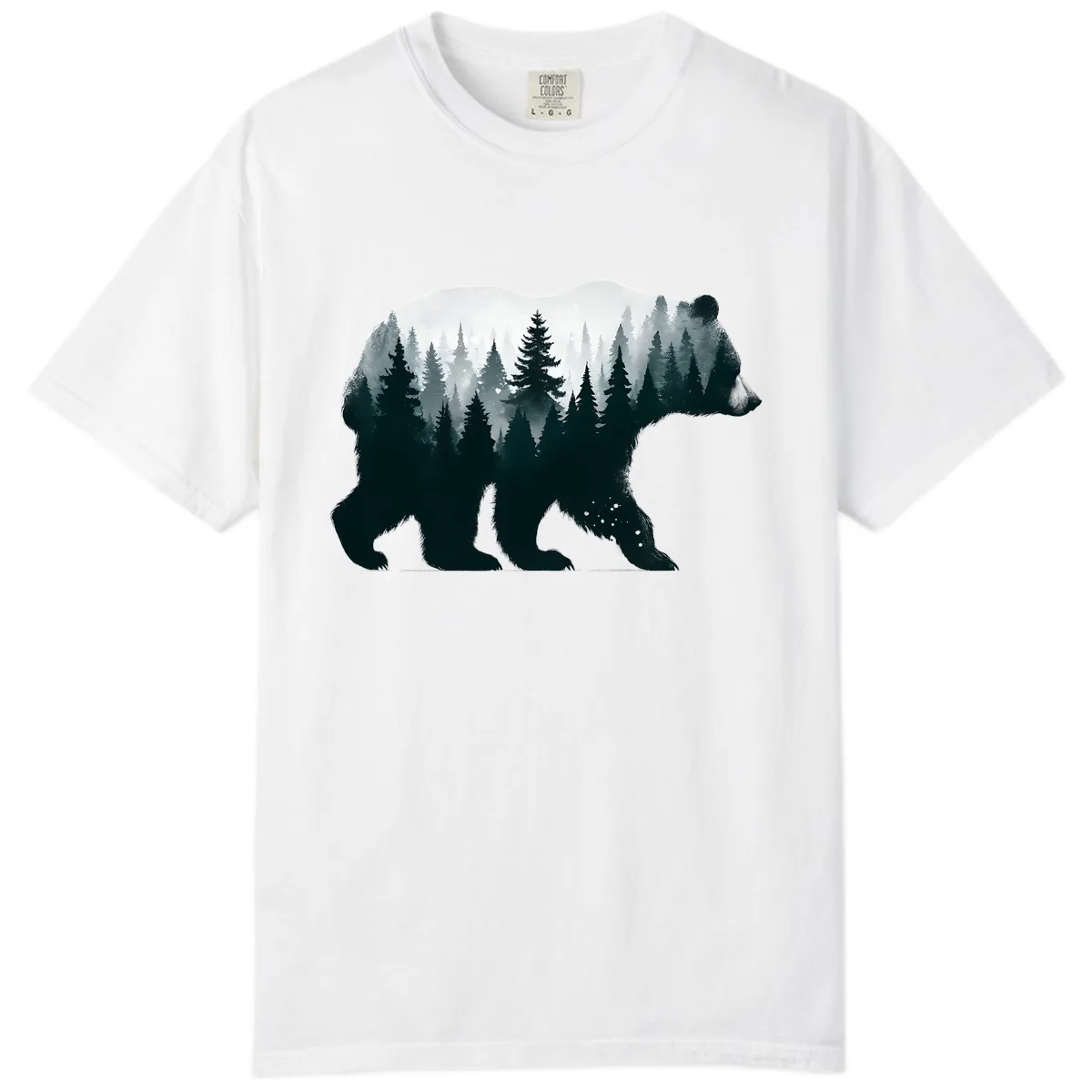 Bear in the Forest Double Exposure Comfort Color in White