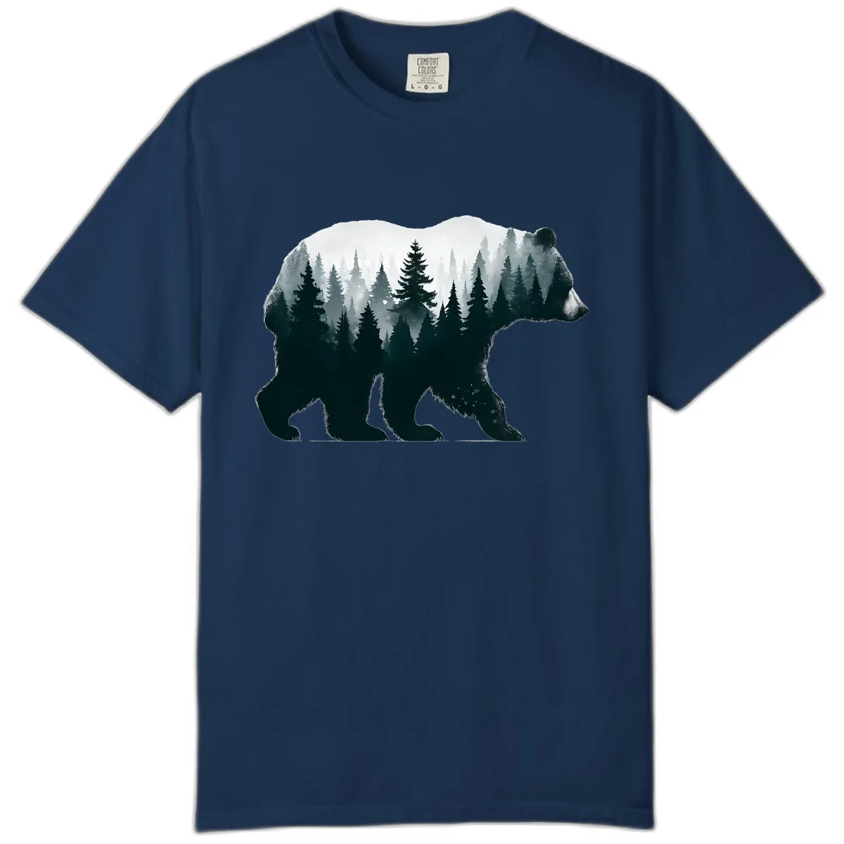 Bear in the Forest Double Exposure Comfort Color in Navy